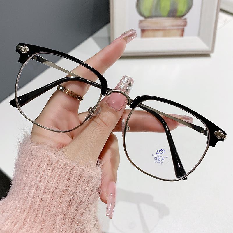 Anti-blue Glasses Frame Men's and Women's Retro Business Flat Glasses Myopia Glasses