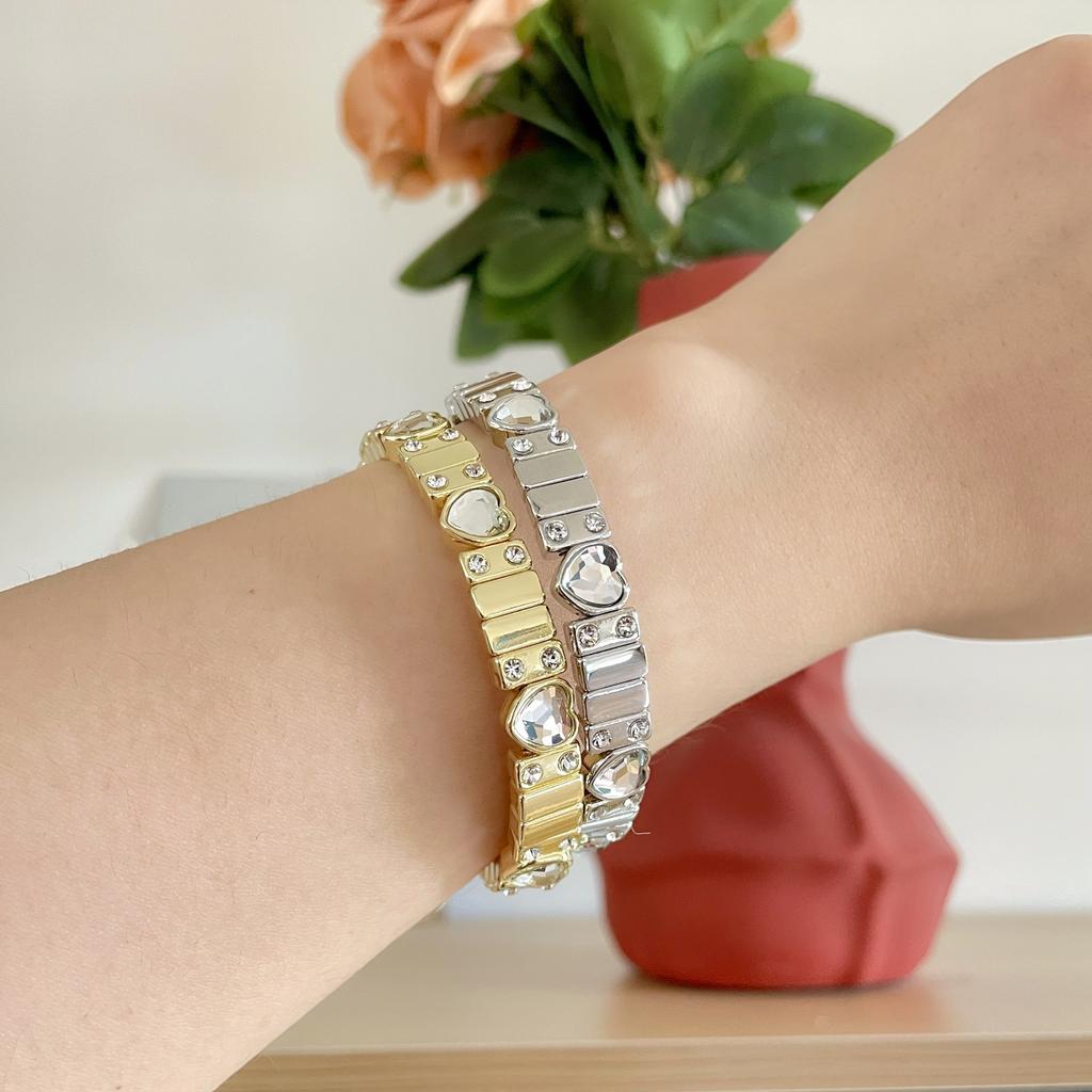 Vintage Street Heart Jewel Bracelet Gold Silver Strap Diamond Dy Strap Chain