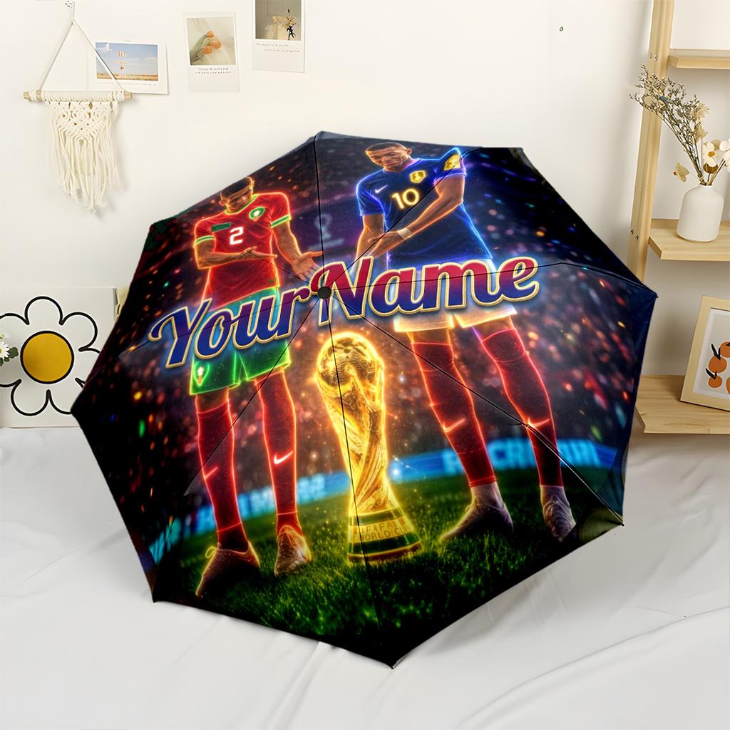 Mbappe Personalized Name Umbrella Automatic Umbrella Compact 8-Rib Lightweight Sturdy Construction for Outdoor Daily Use Fashionable