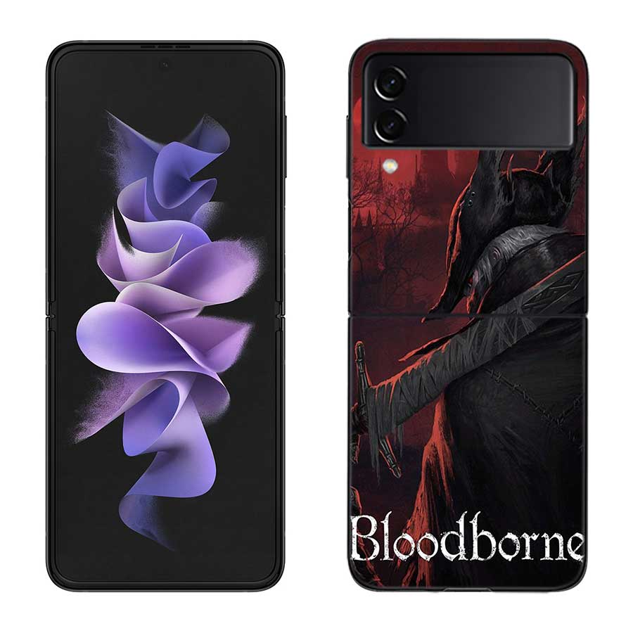 Game Bloodborne Phone Case For Samsung Z Flip 7 6 5G Galaxy Z Flip 5 4 3 Black Hard Cell Cover Luxury PC Shell Coque