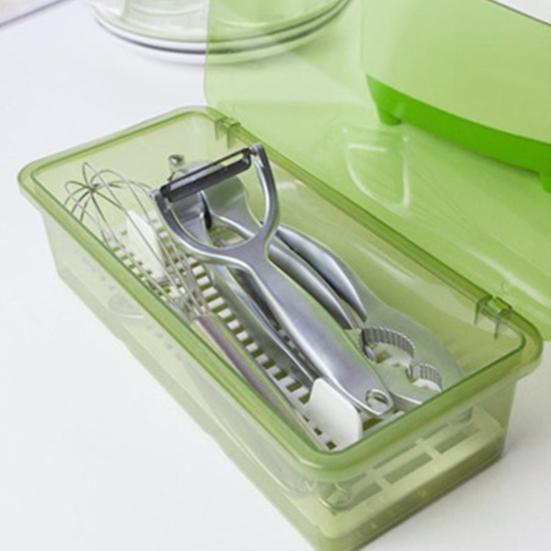 Transparent Chopsticks Drawer Organizer with Lid Plastic Countertop Storage Utensil Drawer Tray for Restaurant