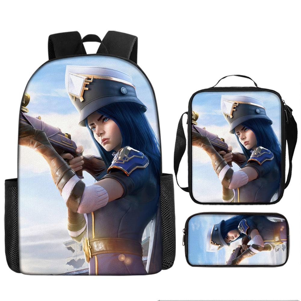 Battle of the Twin Cities Arcane Children's School Bag Pencil Case Backpack Elementary School Cartoon Backpack Three-piece Set