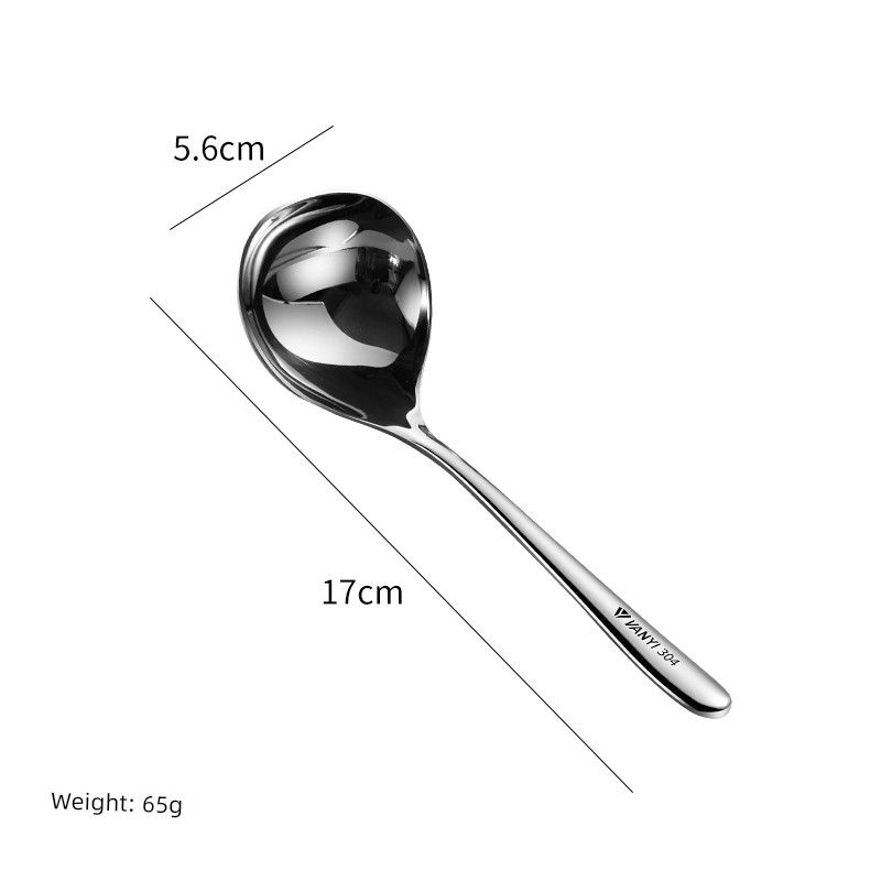 Long Handle Soup Thickened Deepened Large Stainless Steel Spoon Short Handle (Food Grade 304 Stainless Steel)