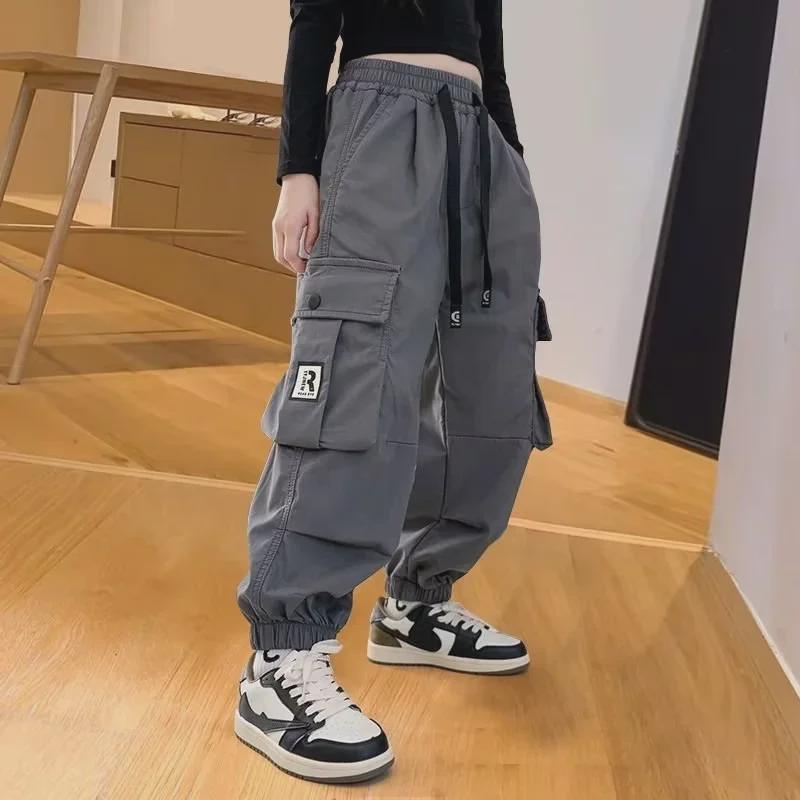 Mocha Girls' Spring/Autumn 2024 Overalls - Trendy Street Dance Casual Pants for Youth