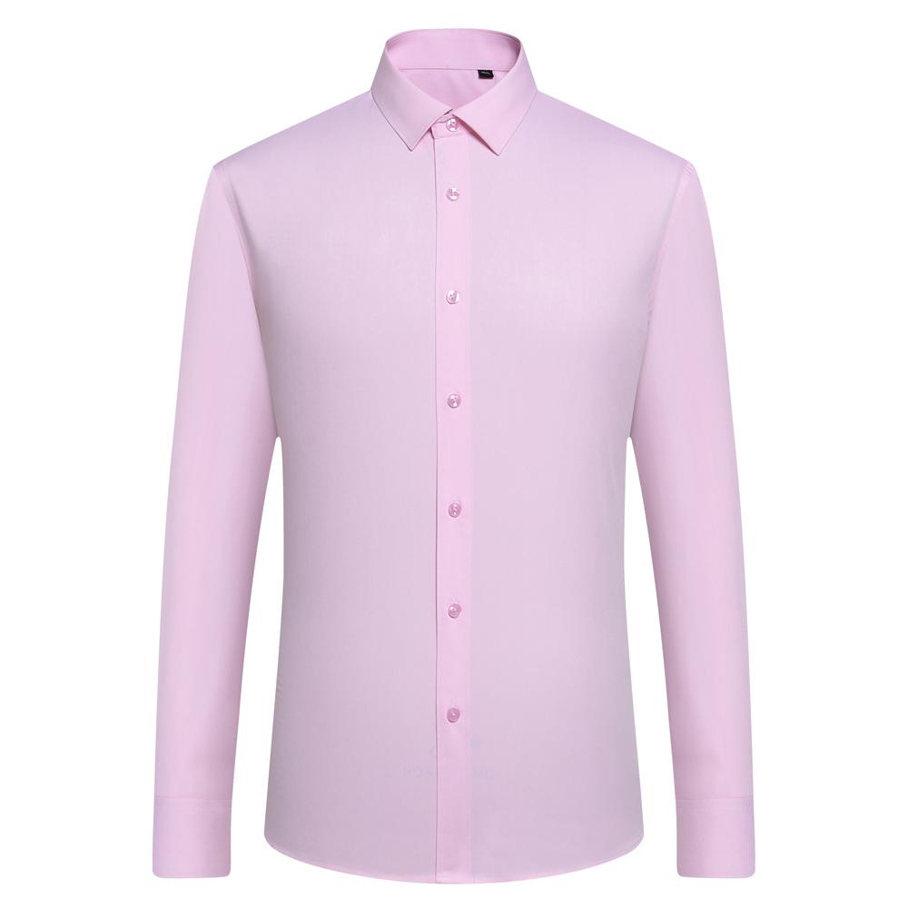 Men's Trendy Solid Dress Shirt, Casual Slightly Stretch Breathable Button Up Long Sleeve Shirt For Formal Business Occasions