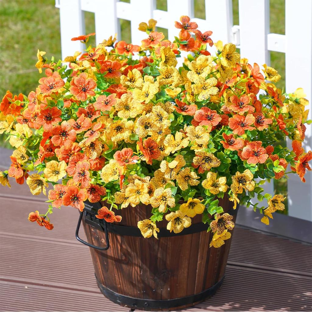 New Artificial Plant Flowers Outdoor Autumn Decoration 2 Bunches Of Fake Silk Flowers For Home Patio Garden Decoration