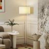 Floor Lamp Dimmable with Linen Shade E27 Height-adjustable Beige