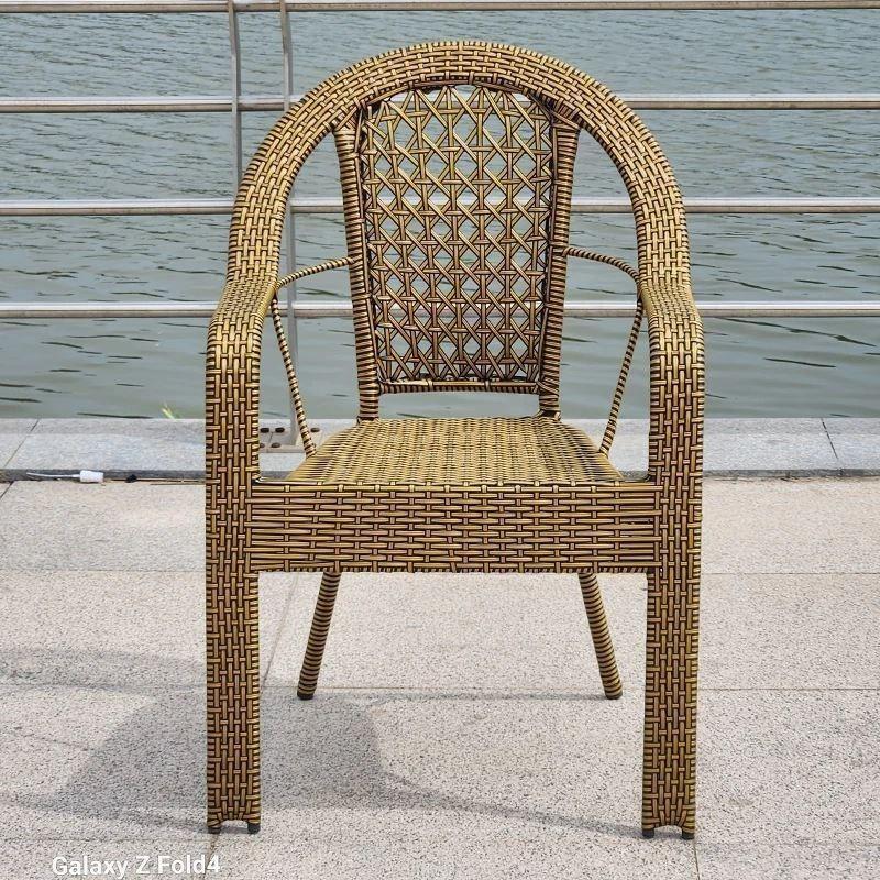 Comfortable and Sturdy Rattan Balcony Chair for Elderly - Woven Backrest for Long Sitting
