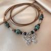 New Chinoiserieretro Beaded Butterfly Necklace Female New Chinoiserie Zen Accessories Stylish Cool Bone Chain