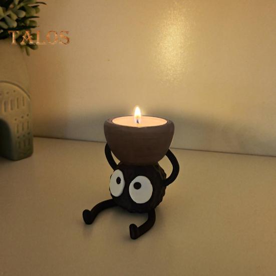 Cartoon Briquette Elf Ghost Candle Holder 3D Printed Tealight Candle Stand Candlestick Tray Centerpiece Desktop Decoration Ornament