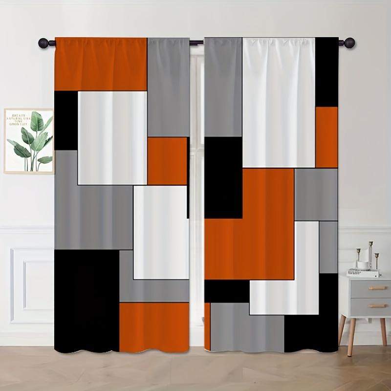 2pc Abstract Printed Window Curtain For Bedroom, Office, Kitchen, Living Room Rod Pocket Window Treatment For Home Decor Room