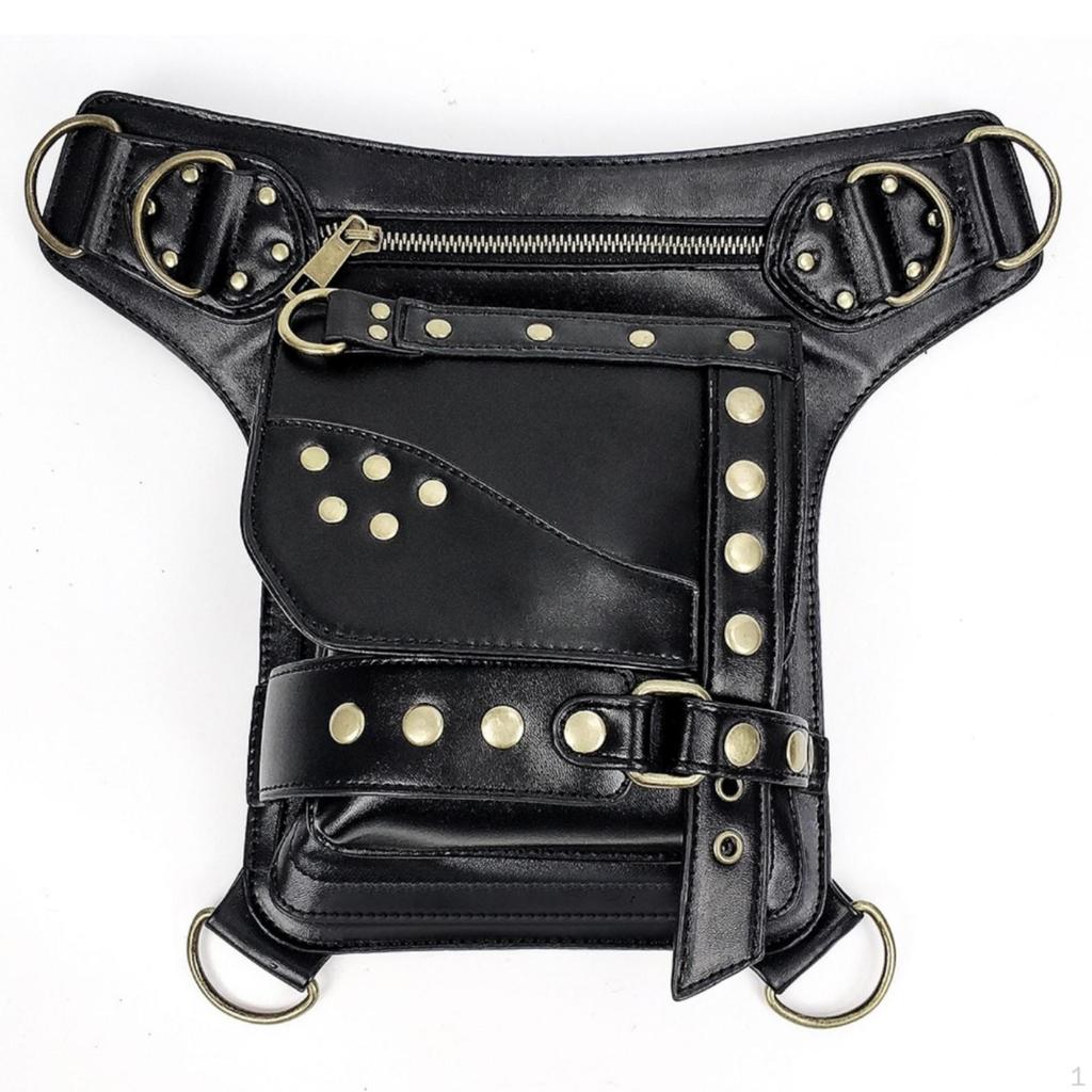 Waist Bag with Belt Steampunk Leg Strap Biker Themed Fanny Pack for Bikers,