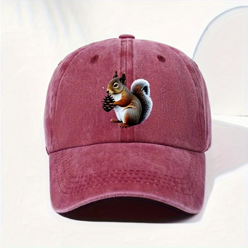 Eichhörnchen mit Tannenzapfen Druck Baseballkappe Verstellbar Lässig Baumwolle Papa Hut für Unisex Outdoor