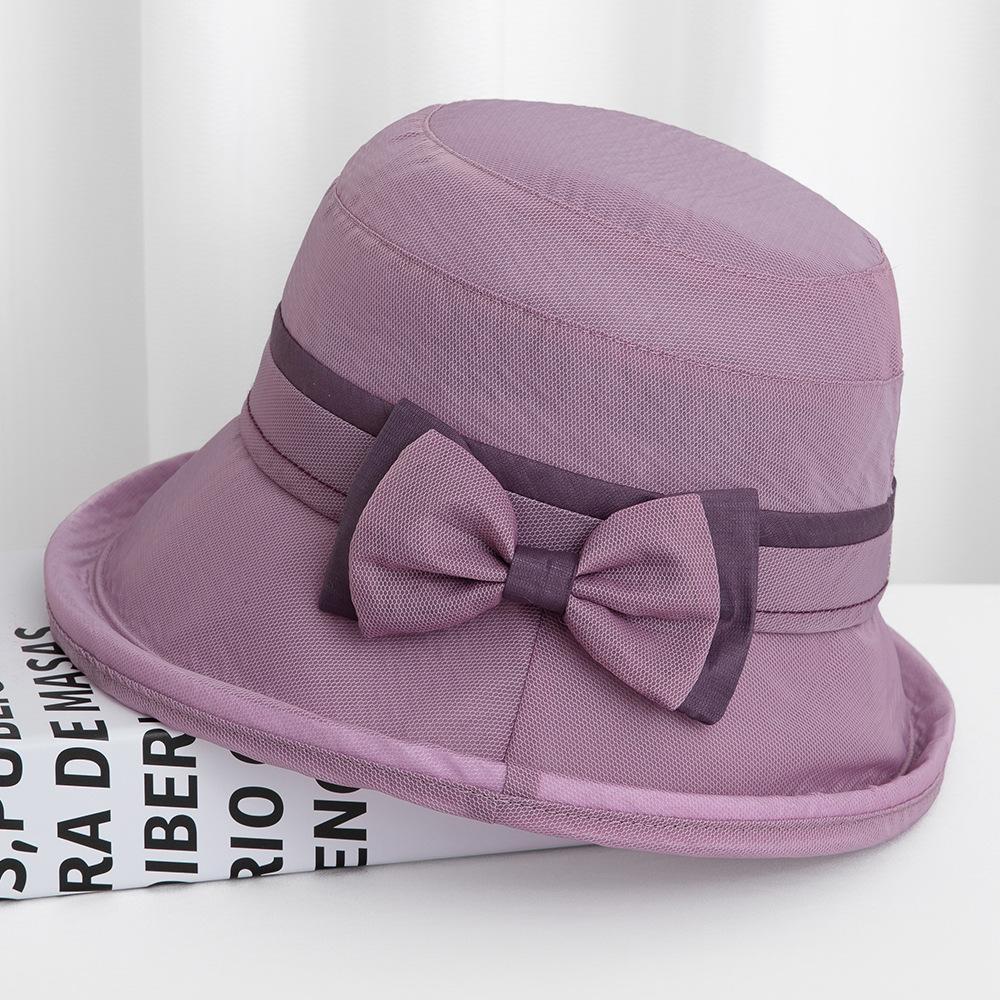 

Elegant Bow Bucket Hat for Women Breathable Casual Spring Summer Sun Hat Female Lady Mother s Gift Fashion Sunshade Accessory 56-58cm світло-фіолетового кольору