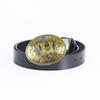 Men's Retro Full-Grain Leather Wide Belt with Ethnic Letter H Design