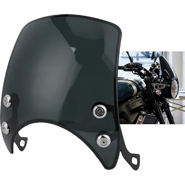 Motorbike Wind Deflector,Retro Motorcycle Windshield PC Wind Deflector Universal for 5-7in Headlight Motorbike Part