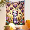 "Colorful Cat with Hearts and Flowers" Patterned Tapestry Home Decor, Suitable for Bedroom and Living Room, Gift