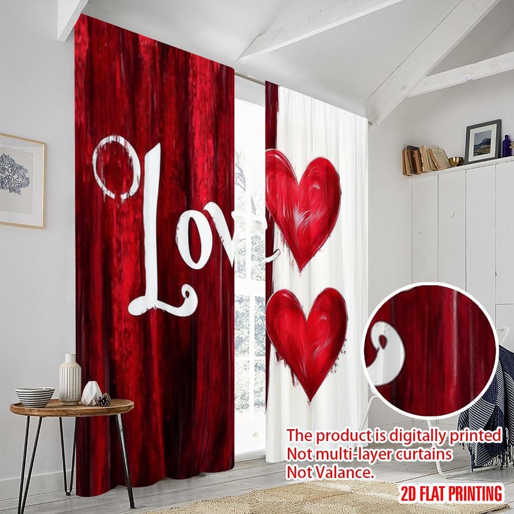 2pc  2D plane printing Curtain Fabric Love Harmony Versatile Fabric (without rod) Versatile All Perfect for Bedroom   Kitchen