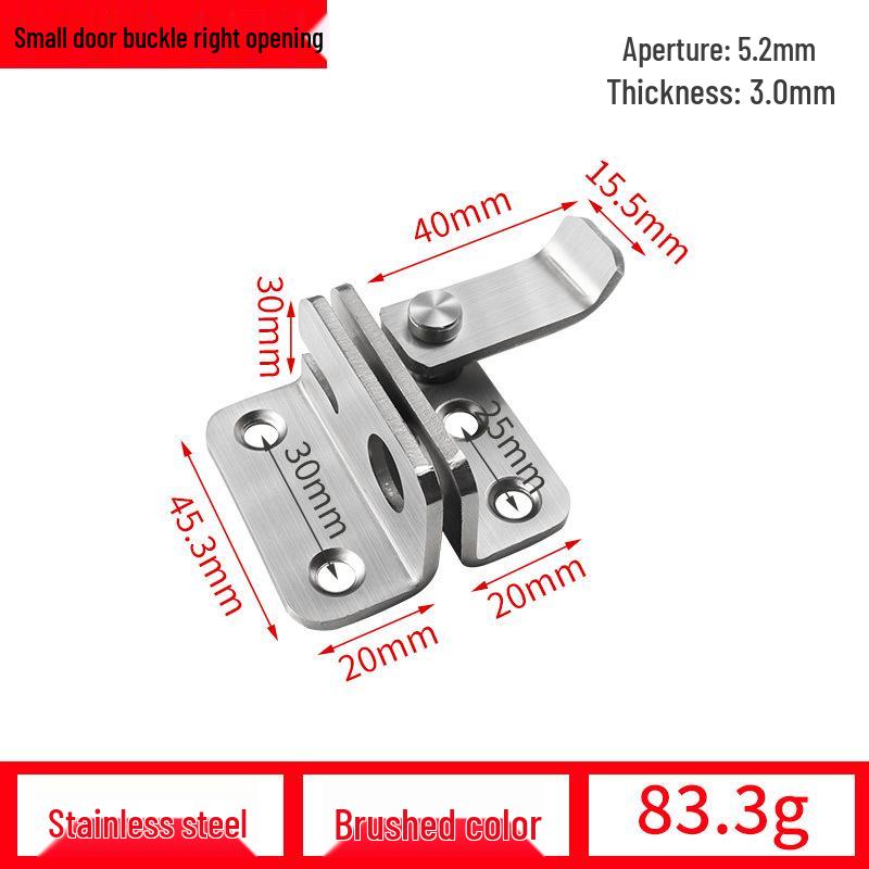 90° Anti-Theft Bathroom Sliding Door Latch Clasp with Old-Fashioned Hinge Bolt