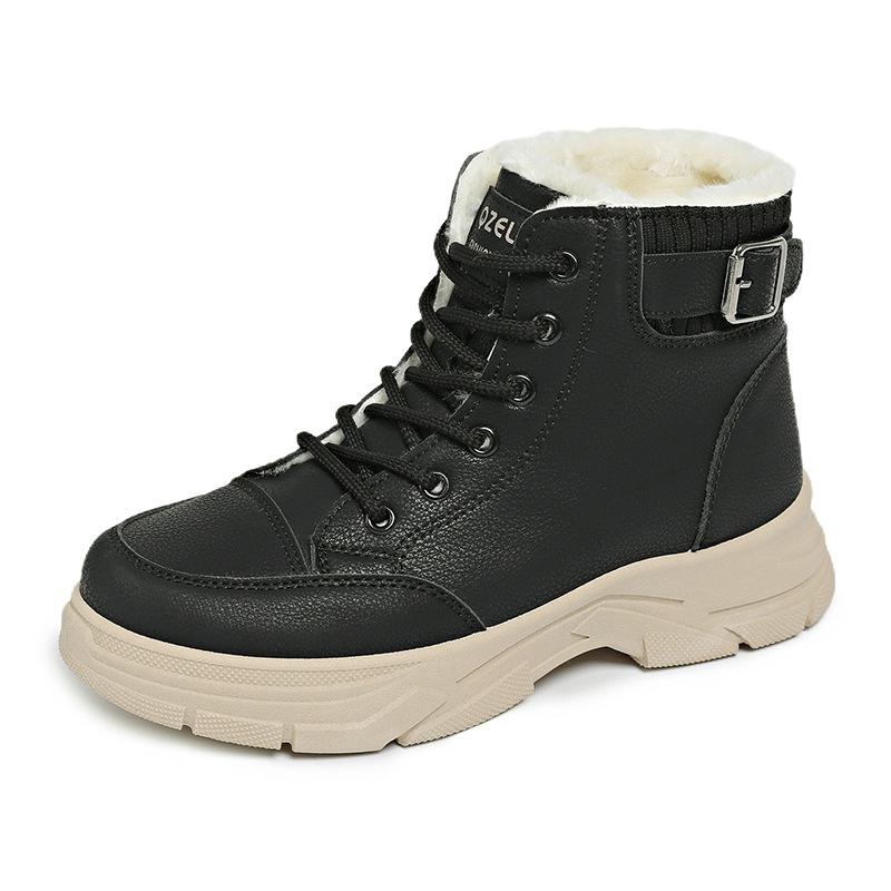 Women's Soft Elastic Thick Soles Winter Warm Cold Padded Snow Boots Non-slip Wear-resistant Outdoor Leisure High-top Sneakers Martin Cotton Boots