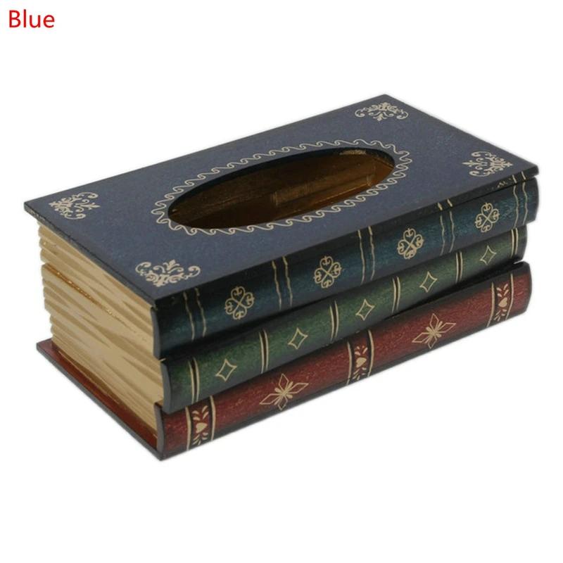 Table Tissue Box Book Shaped Wooden Organizer Rectangle Tissue Case For Restaurant Household Tissue Storage Box Home Decor