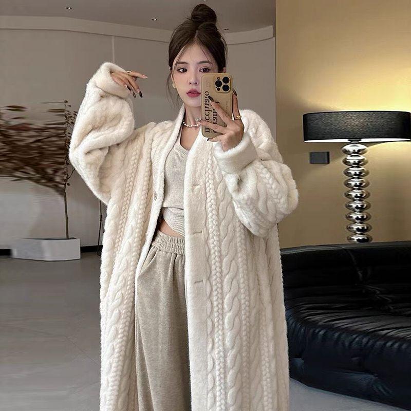 Winter Imitation Fur Coat Women'S Imitation Mink Hair Plush Twist Mink Coat Long