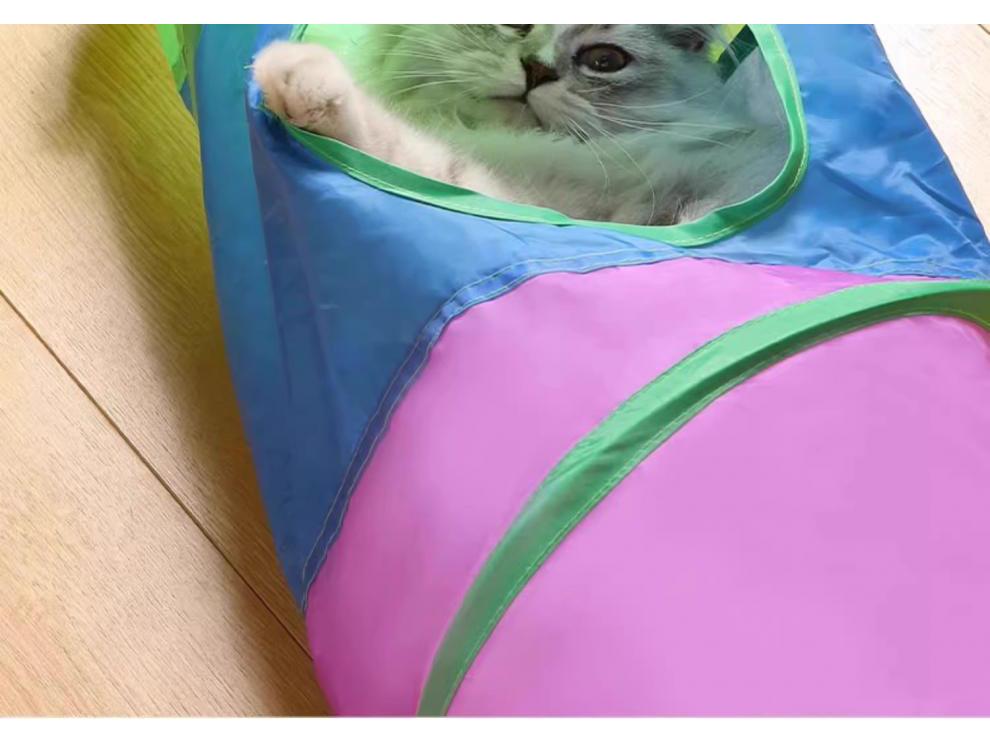 Tęcza tunel dla kota: Składana zabawka dla kociaka zapewniająca rozrywkę