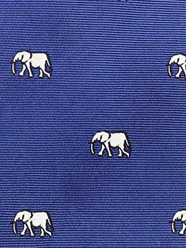 COLORATA African Elephant Necktie (145 x 8.5cm / Deep Blue / Small Pattern / 100% Silk / Jacquard Weave) Animal Elephant/Animal Gift