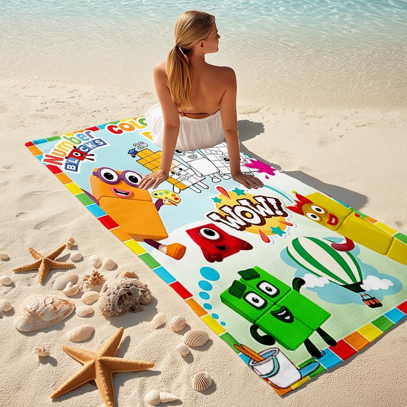 Beach Towel with Numberblocks7 Pattern - soft,absorbent,machine washable Lightweight&Modern,swimming,Travel Essentials