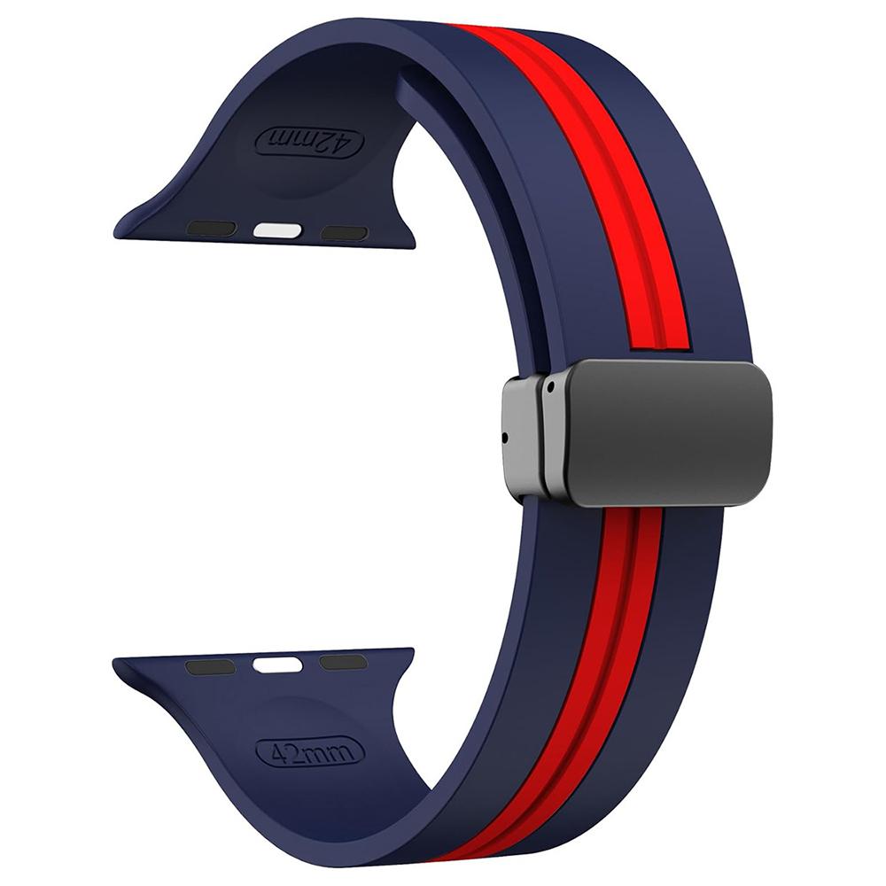 KALEBOL Striped Magnetic Silicone Strap for Apple Watch Series 10 9 8 7 SE 6 5 4 3 2 1 42mm 41mm 40mm 38mm Watch Band