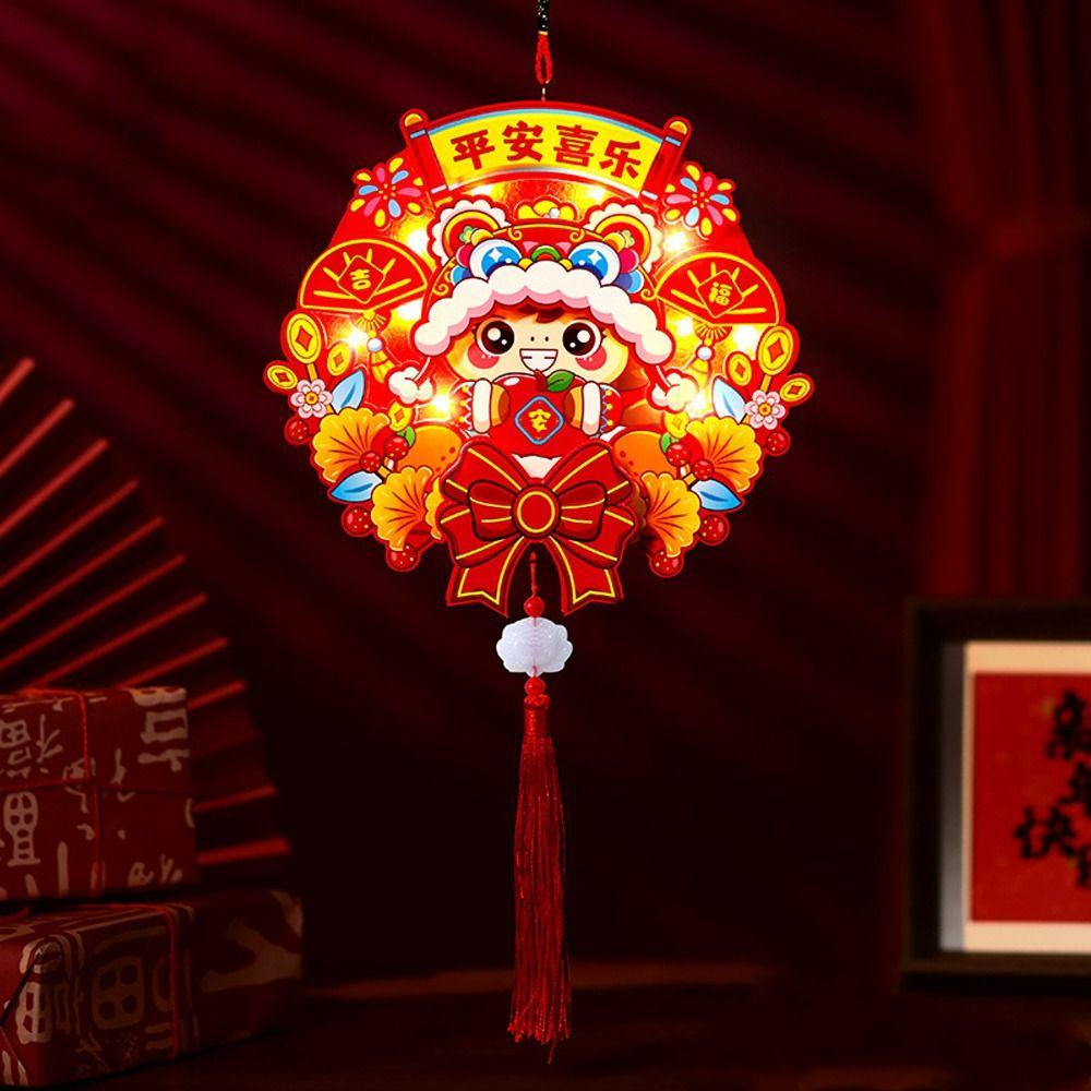 Samodzielnie wykonana Kreskówkowa Lampion na Rok Konia Błogosławieństwo Nowy Rok Szczęśliwy Wisiorek Dekoracja Domowej Imprezy