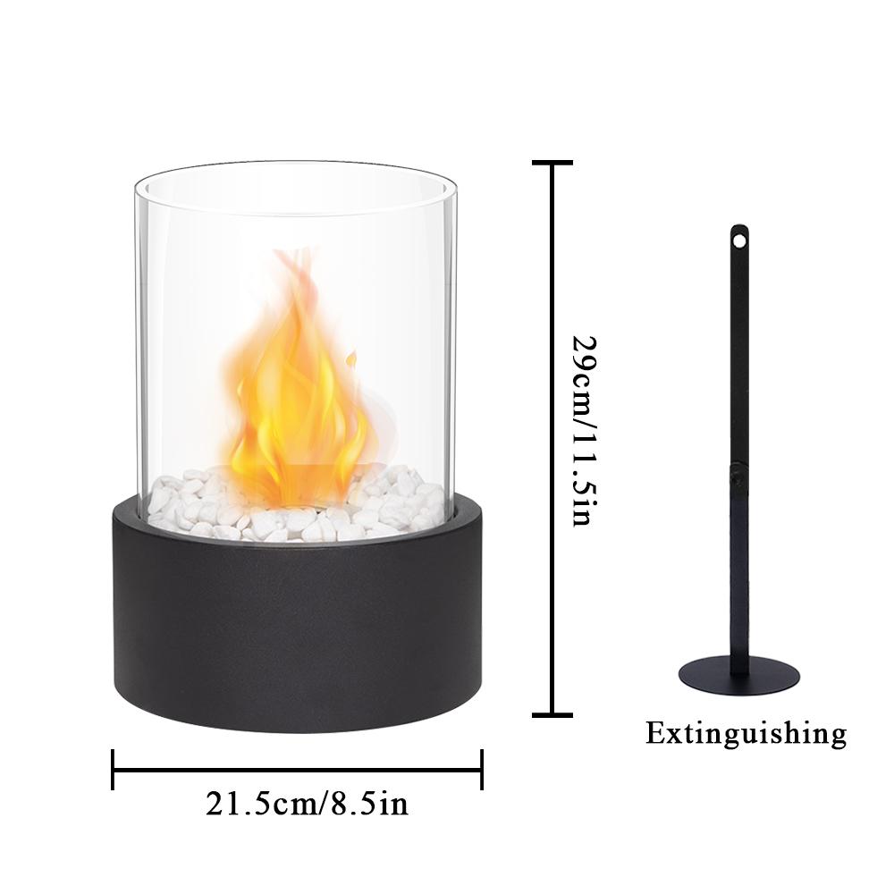 Round Metal Black Table Fireplace Tabletop Ethanol Fireplace Round Black Bio Ethanol Ventless Fireplace (EU Stock)