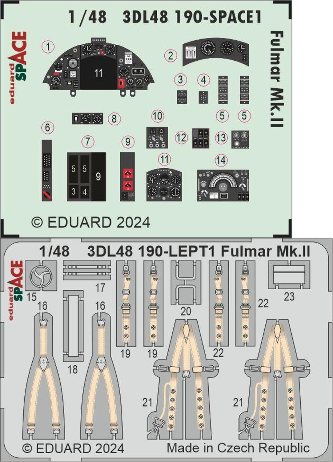 

Eduard Space Fairy Fulmar Interior 3D Parts Set Plastic Model Decal EDU3DL48190 1/48 Mk.2 Decal/Etching (для трубача)