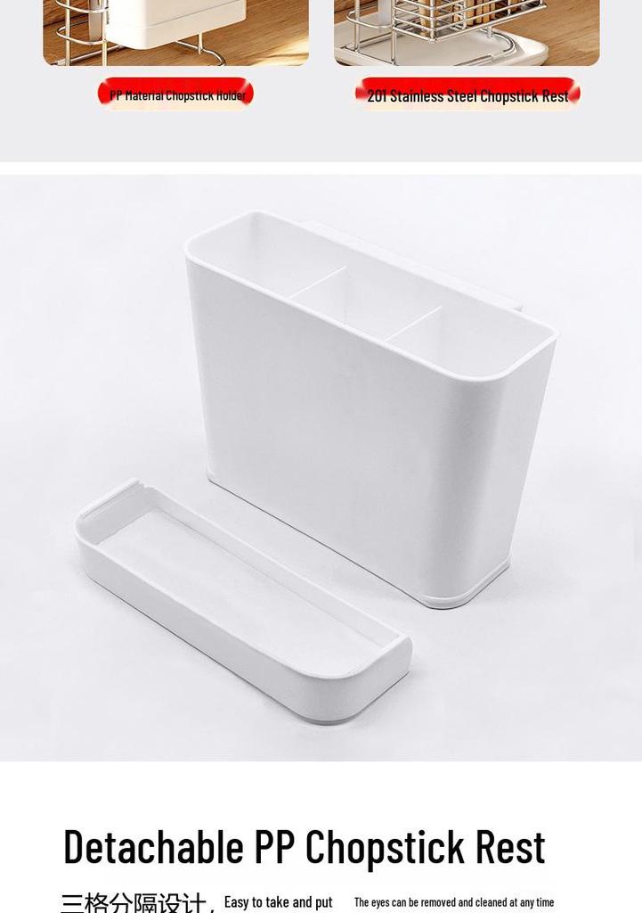 304 Stainless Steel Kitchen Storage Rack with Chopstick Holder, Knife Block, and Cutting Board Storage