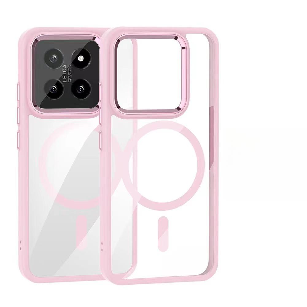 Suitable for The Xiaomi 14PRO Golden Shield Magnetic Three-in-one Eagle Eye Phone Case, Transparent and Simple Style 14 Metal Key Case