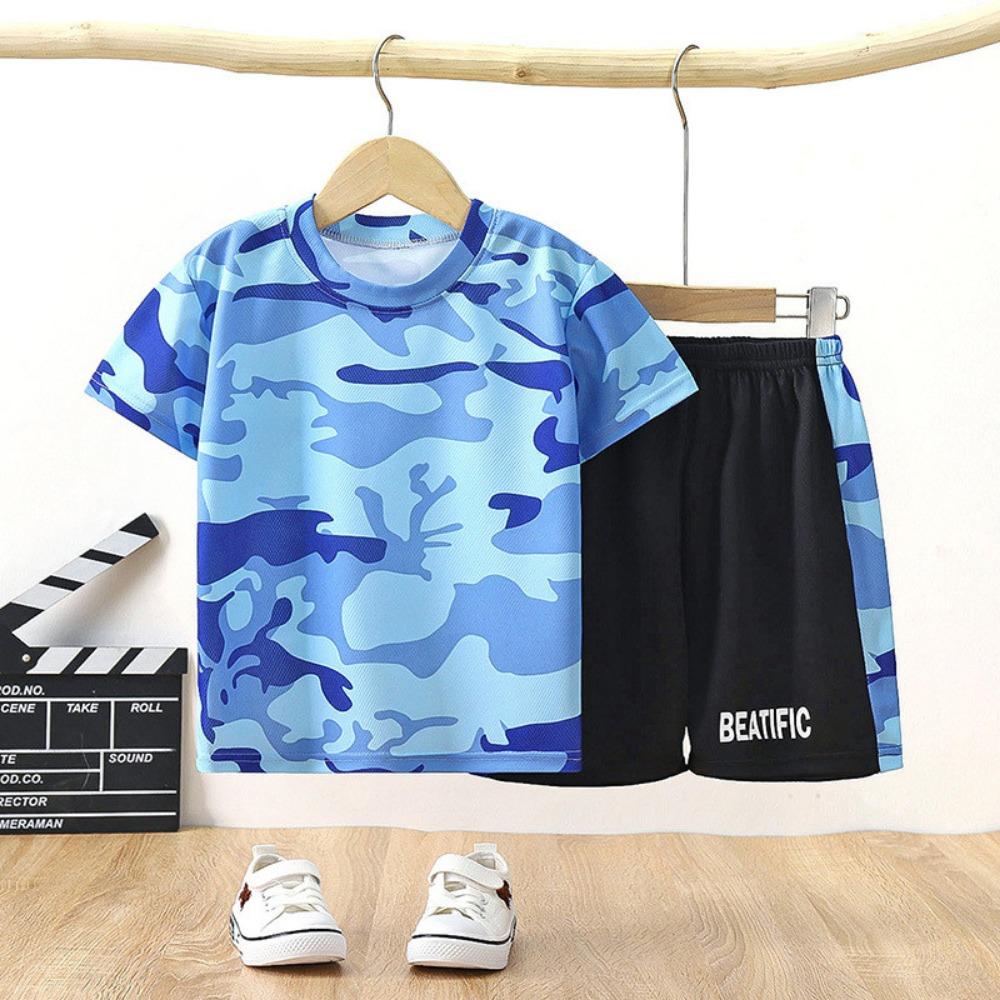 New Children's Set, Boys' Set, Camouflage T-shirt