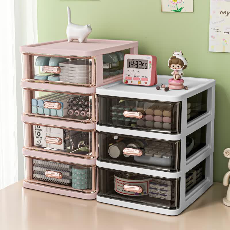TRNFA W8603-4 Desktop Storage Box with Transparent Drawers