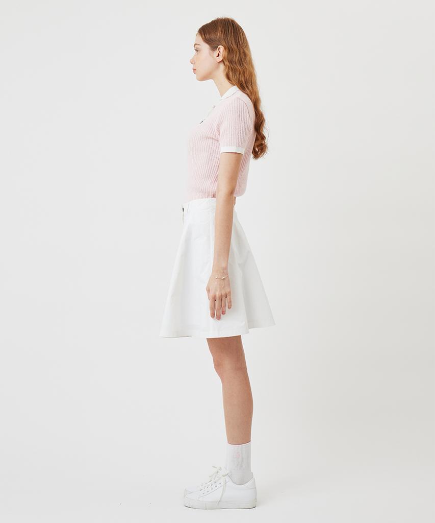AVEN Boucle Knit Polo Shirt Pink