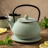 CAST IRON KETTLE POT MINT 0.8L SET 1x POT 2x CUPS WITH STAND