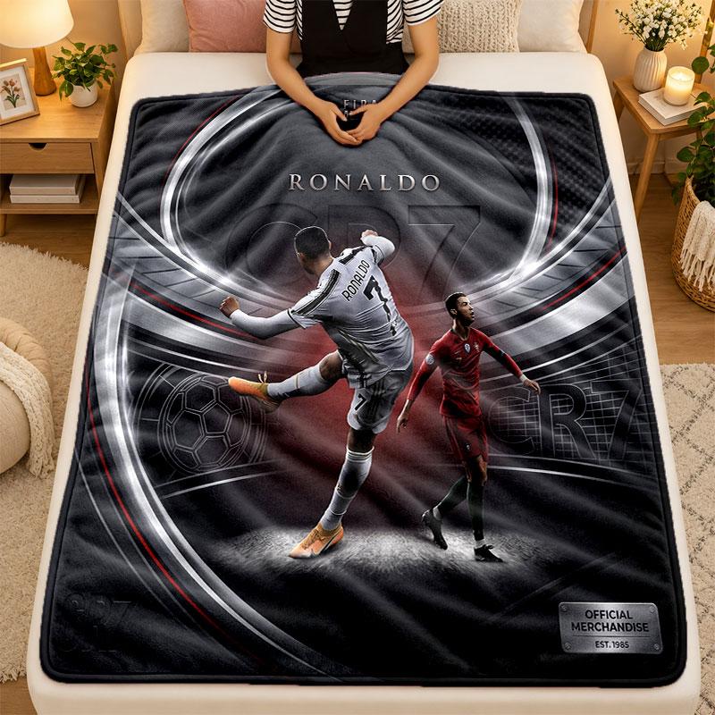 Flannel BlanketCristiano Ronaldo Warm Soft Throw Blanket for Indoor Sofa Bed Living Room Use