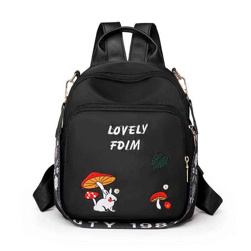 Large Capacity Backpack Women Printed Travel Backpack Embroidered Student Schoolbag