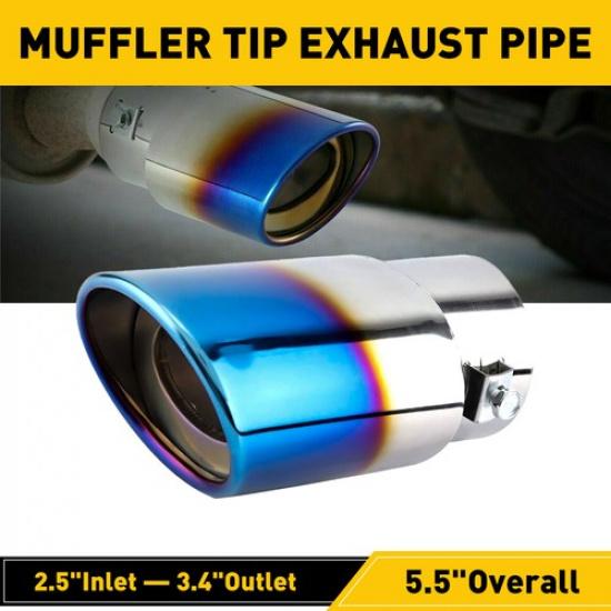 Exhaust Pipe Rear Tip Car Tail Throat Stainless Muffler Steel Round 1.4" To 2.5"