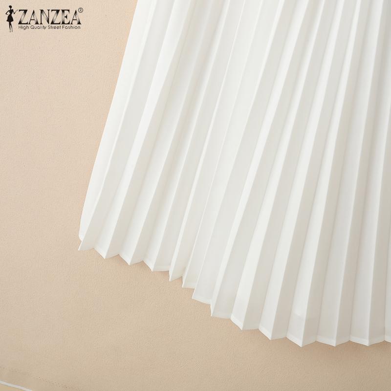 ZANZEA Womens Casual Patchwork Loose Midi Skirts