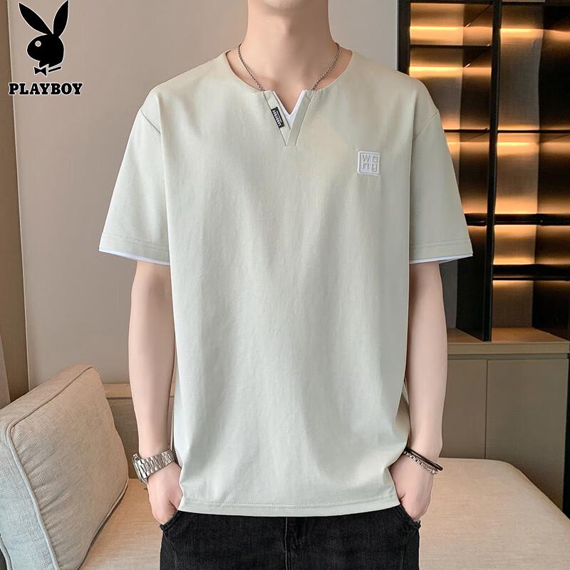 

PLAYBOY Men s V-Neck Ice Silk Short Sleeve T-Shirt XL