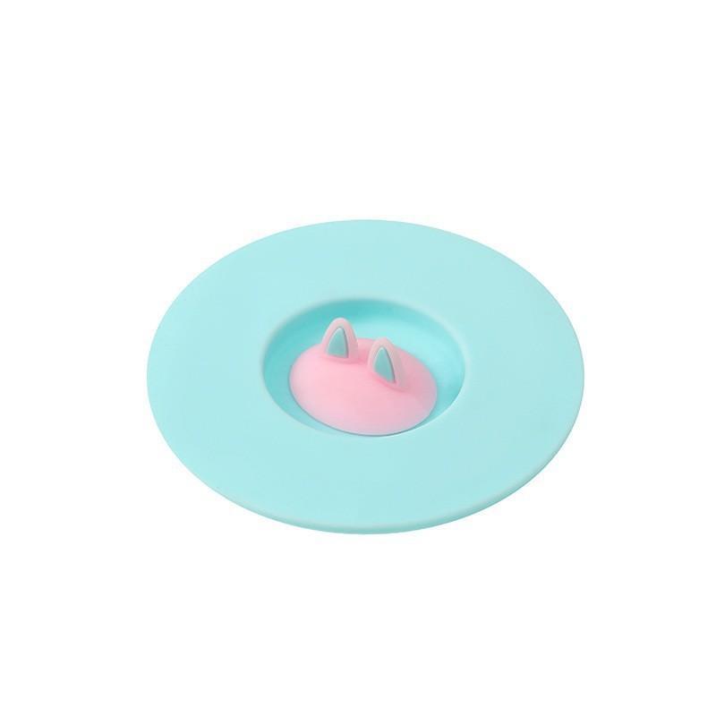 Cute Cat Ear Silicone Cup Lid Food Grade Dustproof Reusable Round Mug Cover for Outdoor Travel Camping Coffee Drink Cups