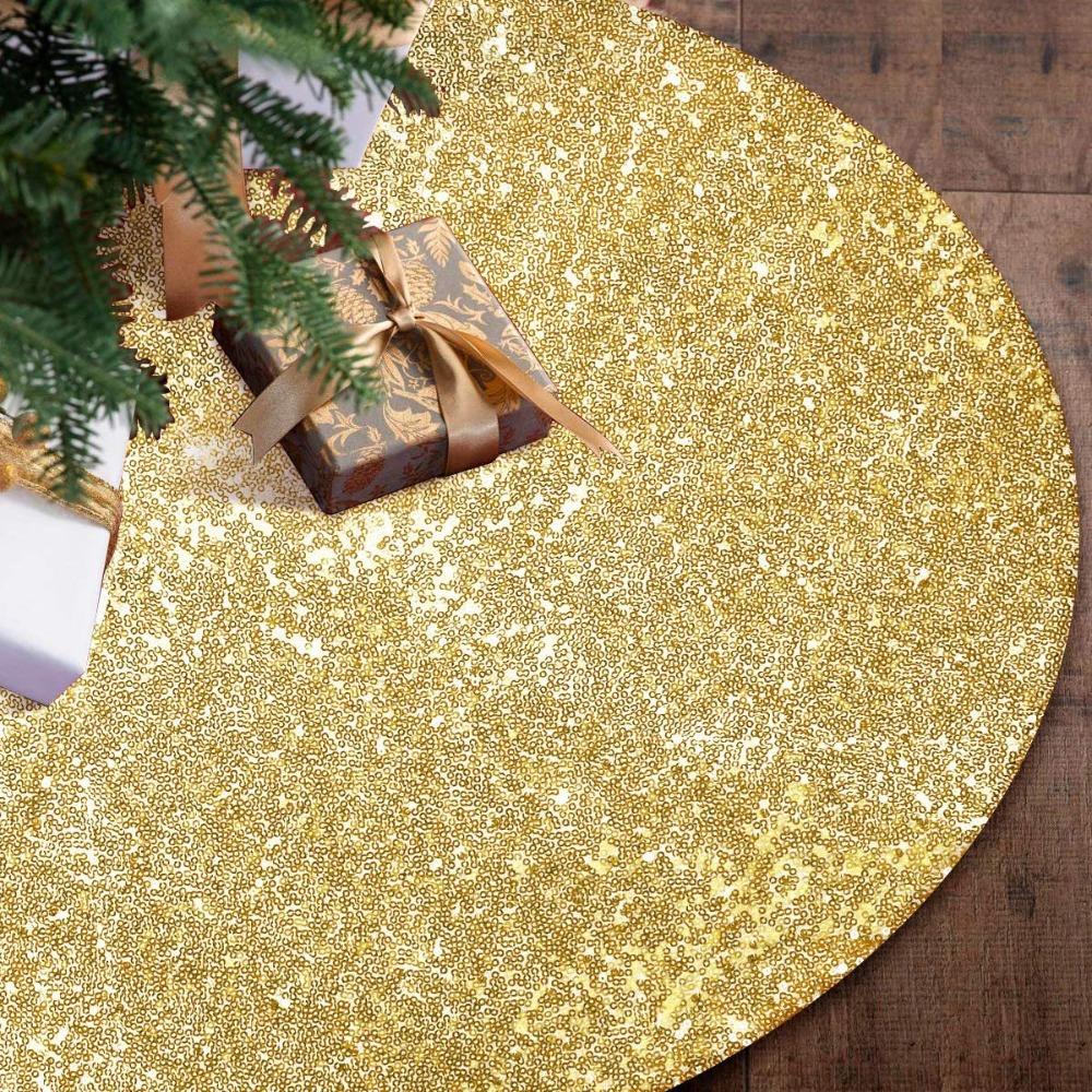 60/90/120cm Sequins Christmas Tree Skirts Glitter Xmas Tree Foot Cover Christmas Tree Mat  Wedding