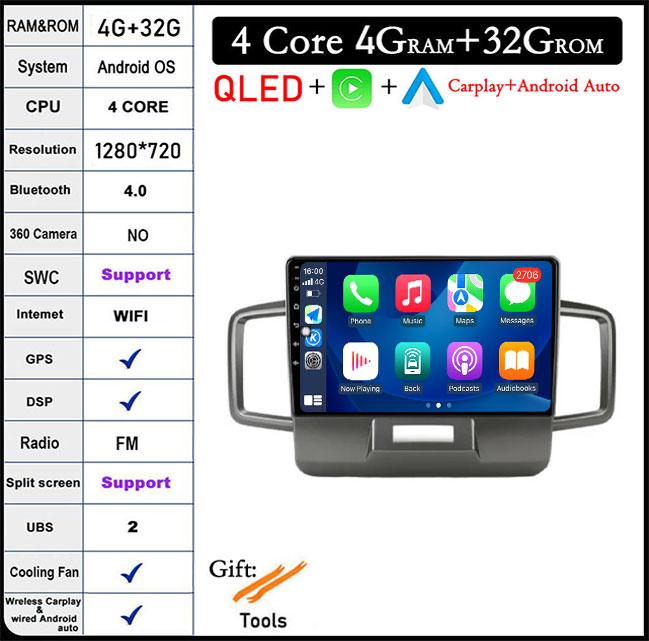9 lnch For Honda Freed 1 2008-2016 Android 14 QLED/Screen Car Radio Multimedia Video Players CarPlay Carplay