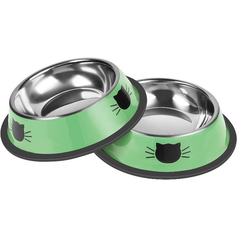 Cat Food Bowl Non Slip Stainless Steel Unbreakable Breakage Removable Rubber High Temperature Resistant Easy Clean Pet Supplies