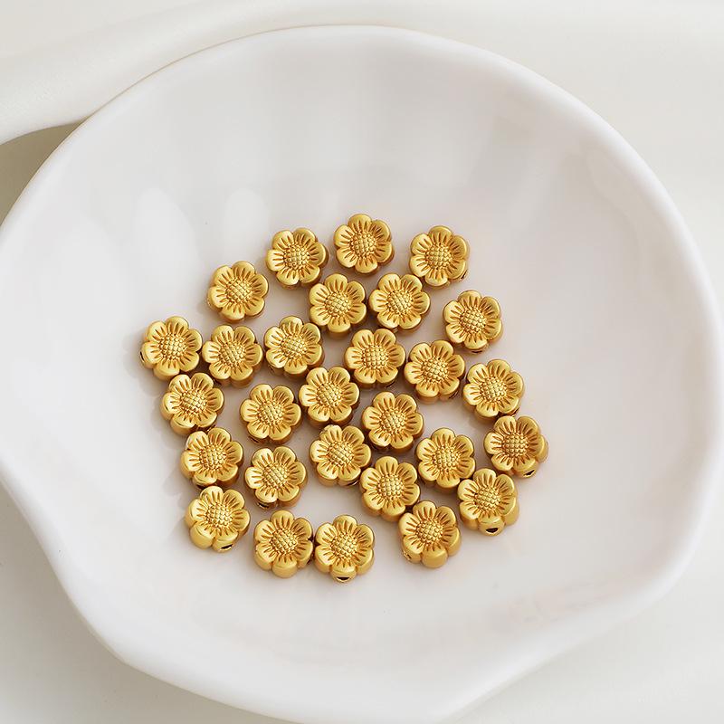 Gold-Plated Double-Sided Flower Spacer Beads for DIY Jewelry Making