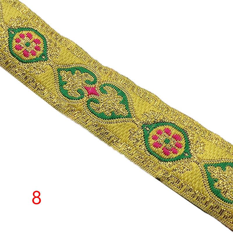 Diy handgefertigte Materialien 1 Streifen 7 Meter 2,5 cm Stickerei Ethnische Spitze Computer Jacquard Vorhang Heimtextilien Kleidung Spitzenzubehör